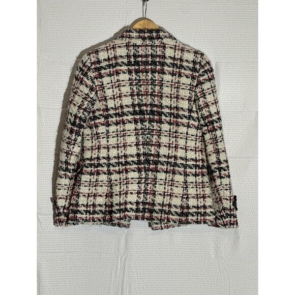 Talbots Tweed Wool Blend Blazer Jacket Red/Black/White Size 4 - Picture 11 of 16